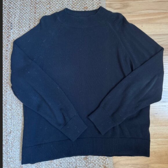 100% Organic Cotton Mock Neck Sweater  - Black - Large - Picture 1 of 3